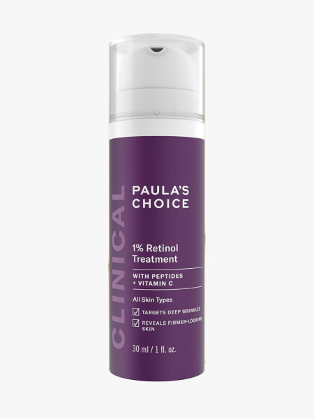 Paula’s Choice 1% Retinol Treatment in branded component on a light gray background
